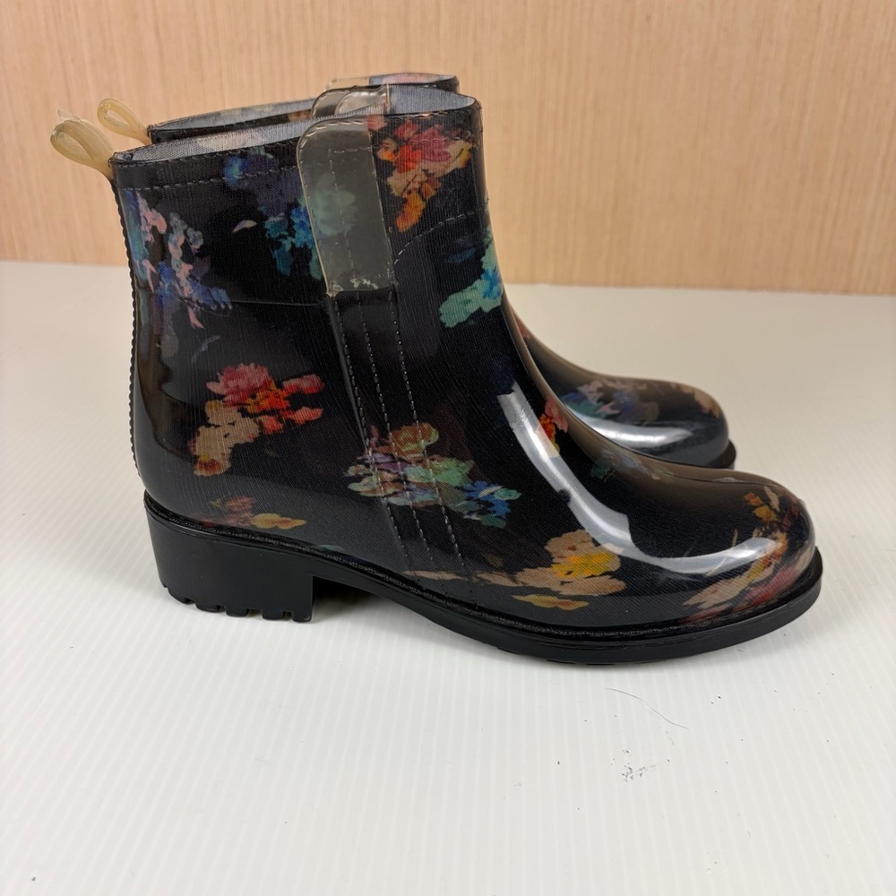 Nicole Miller New York Floral Waterproof Ankle Rain Boots size 9